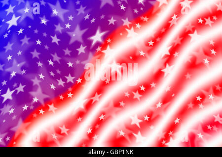 Brandissant le drapeau américain. Drapeau américain dans le vent. Background du 4 juillet Banque D'Images