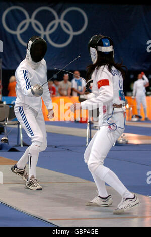 Pentathlon moderne - Jeux Olympiques d'Athènes 2004 - Femmes - l'Escrime Banque D'Images