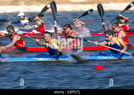 Canoë - Jeux Olympiques d'Athènes 2004 - Flatwater Racing - femmes K4 500m - Heats.Action générale des chauffes d'aujourd'hui Banque D'Images