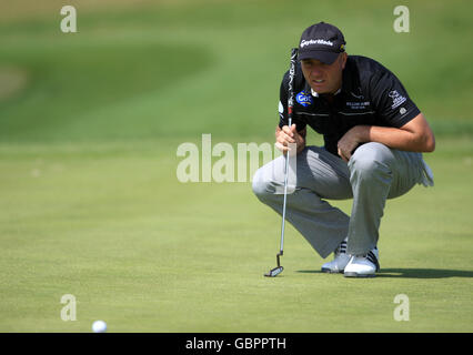 Graeme Storm en action pendant la première partie du Celtic Manor Wales Open Banque D'Images