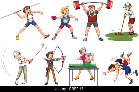 Les gens qui font de nombreux sports illustration Illustration de Vecteur