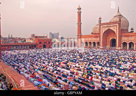 New Delhi, Inde. 7 juillet, 2016. La prière musulmane Eid propose à Jama Masjid. Credit : Mohak Mehta/Alamy Live News Banque D'Images