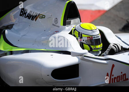 Course automobile Formula One - Monaco Grand Prix Practice - circuit de Monaco.Affronte Jenson Button, pilote GP pendant l'entraînement au circuit de Monaco. Banque D'Images