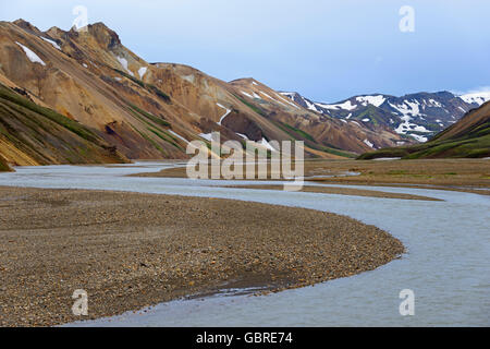 Landmannalaugar, rivière Jokugilskvisl, parc national de Fjallabak, Islande / Jökugilskvisl Banque D'Images