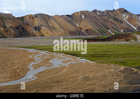 Landmannalaugar, rivière Jokugilskvisl, parc national de Fjallabak, Islande / Jökugilskvisl Banque D'Images