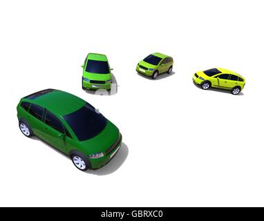 L'image de rendu 3D représentant de green car concept. Banque D'Images