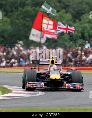 Courses automobiles - Championnat du monde de Formule 1 - Grand Prix de Grande-Bretagne - course - Silverstone.Sebastian Vettel, de Red Bull, d'Allemagne, dirige le Grand Prix britannique à Silverstone, dans le Northamptonshire. Banque D'Images