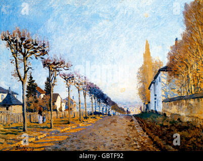 Beaux-arts, Sisley, Alfred, (1839 - 1899), la peinture, la route vue du chemin de Sèvres', 1873, Jeu de Paume, Paris, Banque D'Images
