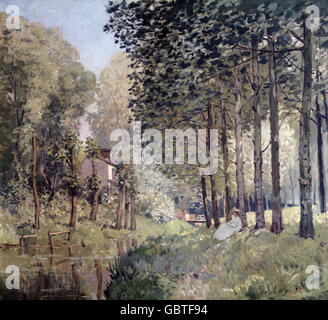 Beaux-arts, Sisley, Alfred, (1839 - 1899), peinture, 'Le Repos du Ruisseau", 1872, Jeu de Paume, Paris, Banque D'Images
