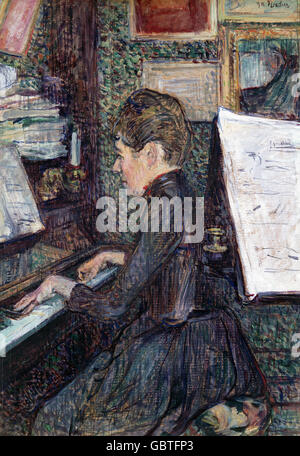 Beaux-arts, Toulouse-Lautrec, Henri de (1864 - 1901), 'Mlle Dihau au piano' (Mlle Dihau au piano), 1890, Musée Toulouse-Lautrec, Albi, France, Banque D'Images