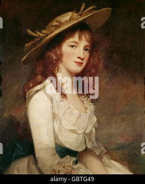 Beaux-arts, Romney, George (1734 - 1802), peinture, 'Image de Mlle Le gendarme", huile sur toile, 1787, Collection Gulbenkian, Lisbonne, Banque D'Images