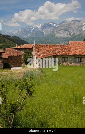 Vue du village de San Pedro de Bedoya dans le Nord de l'Espagne Picos de Europa Banque D'Images