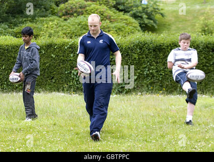 Rugby Union - Mela Festival - Kelvingrove Park.ABI Hemachander (11), Ross Aitken (responsable du développement du rugby, Simon O'Hare (11) pendant le Mela Festival, Kelvingrove Park, Glasgow. Banque D'Images