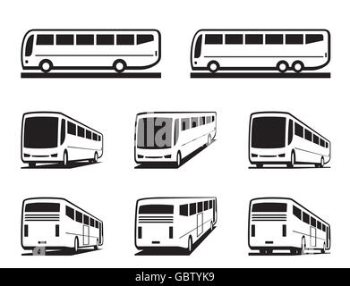 Les bus touristiques et les entraîneurs - vector illustration Illustration de Vecteur