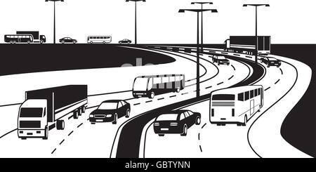 Transport de passagers et de fret sur l'autoroute - vector illustration Illustration de Vecteur
