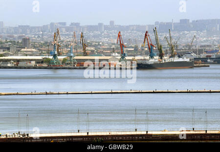 Travel stock, Bakou, Azerbaïdjan. Vue générale du port de Bakou, Azerbaïdjan Banque D'Images