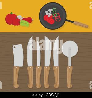 Des ustensiles de cuisine sur la table Illustration de Vecteur