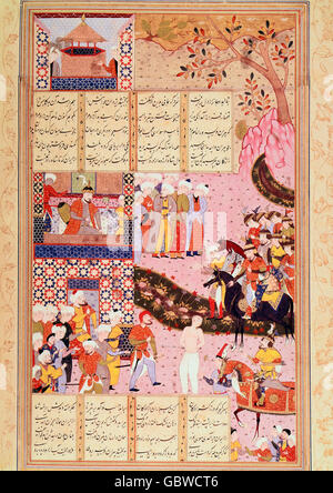 Khamsa, manuscrit enluminé, Iran Banque D'Images