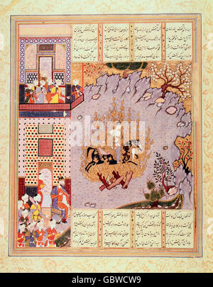 Khamsa, manuscrit enluminé, Iran Banque D'Images