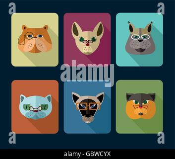 Les chats avatar icon set Illustration de Vecteur