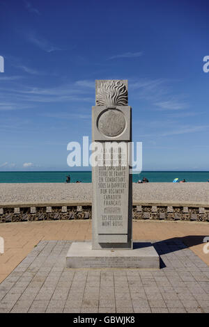 Un mémorial pour les soldats canadiens des Fusiliers Mont Royal, Dieppe, Seine Maritime, Haute Normandie, France Banque D'Images