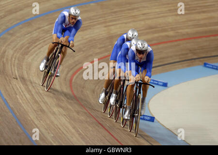 L'équipe de poursuite de la Grande-Bretagne composée de Steve Cummings, Paul Manning, Chris Newton et Bradley Wiggins en action Banque D'Images