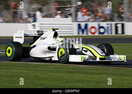 Rubens Barrichello, pilote du groupe Brawn GP, lors de la première séance d'entraînement à Parc Albert Banque D'Images