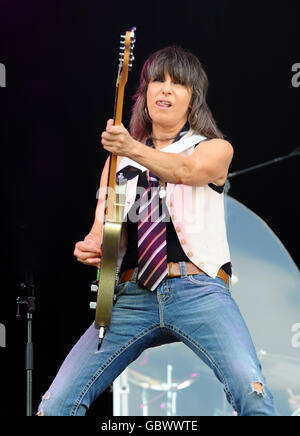 Chrissie Hynde et les précandidats sur scène à Hard Rock Calling, à Hyde Park, Londres. Banque D'Images