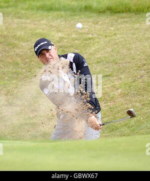 Graeme Storm en action pendant la troisième journée d'entraînement à Club de golf Turnberry Banque D'Images