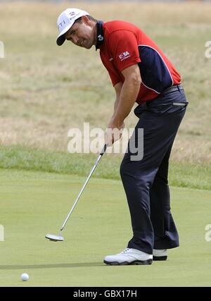 Golf - le championnat ouvert 2009 - deuxième partie - Turnberry Golf Club.Le Padraig Harrington d'Irlande est en action pendant la deuxième journée du Championnat d'Open au Turnberry Golf Club. Banque D'Images