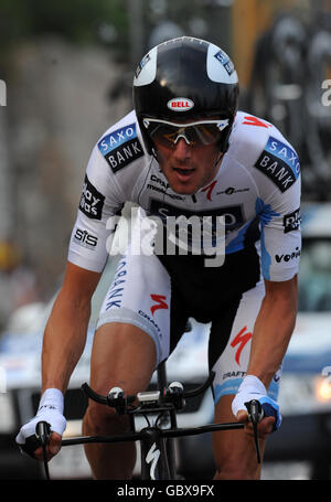 Cyclisme - Tour de France 2009 - première étape.Frank Schleck (Luxembourg), Saxo Bank Banque D'Images