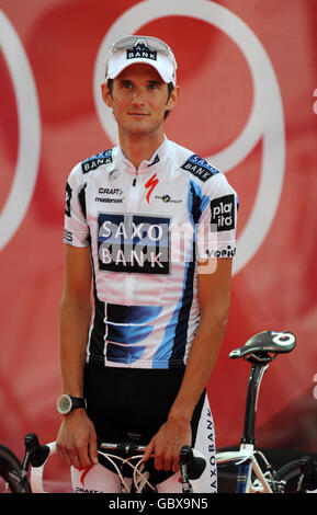 Cyclisme - Tour de France 2009 - présentations par équipe - Monaco. Frank Schleck (Luxembourg), Saxo Bank Banque D'Images