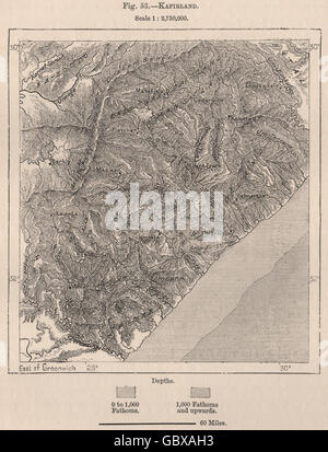 'Kafirland'. Eastern Cape. Le Kwazulu Natal. L'Afrique du Sud, 1885 carte antique Banque D'Images