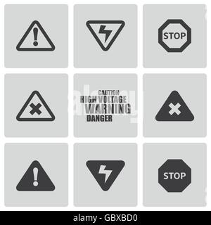 Danger noir Vector icons set Illustration de Vecteur