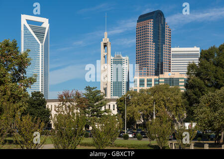 Toits de Charlotte, NC, États-Unis Banque D'Images