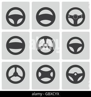Roues de direction noir Vector icons set Illustration de Vecteur