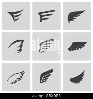 Aile noire Vector icons set Illustration de Vecteur