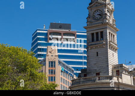 Auckland civic center, l'hôtel de ville et la construction du MLC, Nouvelle-Zélande Banque D'Images