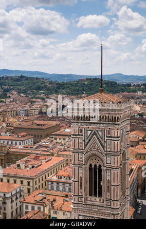 Vue depuis la Cathédrale, Dome, de la cathédrale Santa Maria del Fiore vers le clocher, Florence, Toscane, Italie Banque D'Images