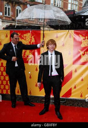 Rupert Grint arrive pour la première mondiale de Harry Potter et le Prince de sang-mêlé à l'Odeon Leicester Square, Londres. Banque D'Images