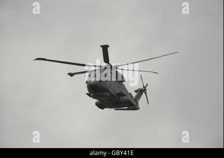 AgustaWestland Merlin HM1 hélicoptère du 824 Naval Air Squadron, RNAS Culdrose au Royal International Air Tattoo à la RAF Fairford, Gloucestershire. Banque D'Images