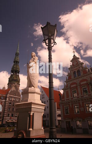 La maison des têtes noires dans la ville de Riga en Lettonie dans la région de la mer Baltique en Europe. Banque D'Images