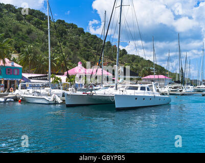 Dh Sopers hole TORTOLA CARAÏBES Yacht marina, restaurants de luxe catamaran yacht bvi style Caraïbes Banque D'Images