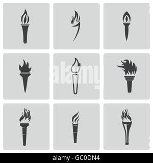Torche noir Vector icons set Illustration de Vecteur