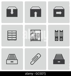 Archive noir Vector icons set Illustration de Vecteur