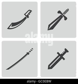 Épée noire Vector icons set Illustration de Vecteur