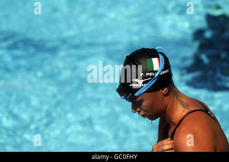 Federica Pellegrini, titulaire du record du monde italien, lors des Championnats du monde de natation de la FINA à Rome, Italie. Banque D'Images