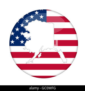 L'état de l'Alaska d'Amérique d'un insigne isolé sur un fond blanc. Banque D'Images