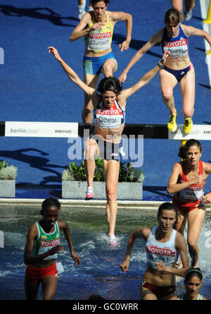 Athlétisme - Championnats du monde d'athlétisme de l'AAF - première journée - Berlin 2009 - Olympiastadion.Helen Clitheroe, Grande-Bretagne, dans la steeplechase de 3000m pour femmes Banque D'Images