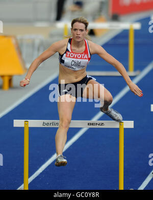 Athlétisme - Championnats du monde d'athlétisme de l'IAAF - troisième jour - Berlin 2009 - Olympiastadion.Eilidh enfant de Grande-Bretagne en action dans les 400m haies des femmes Banque D'Images